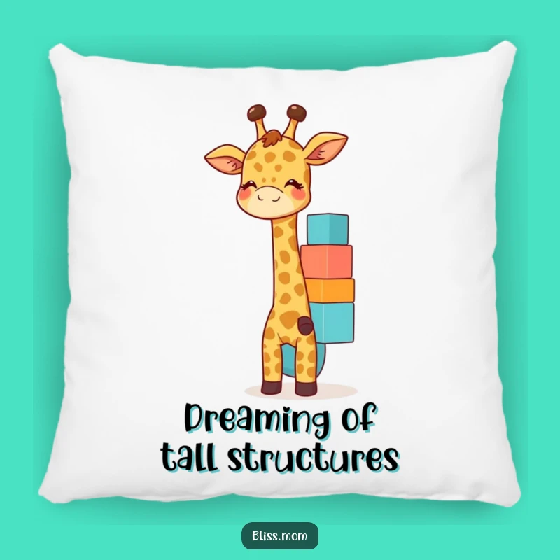 Soft Funny Giraffe Mom Pillow: Giggles & Blocks, Cozy Comfort, Cute Funny Gift