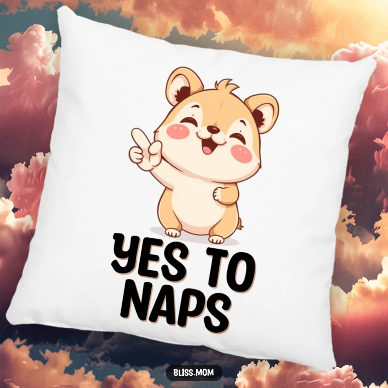 Funny Pillow: A joyful animal beams while holding a YES sign, offering cozy comfort and a message of enthusiastic agreement.