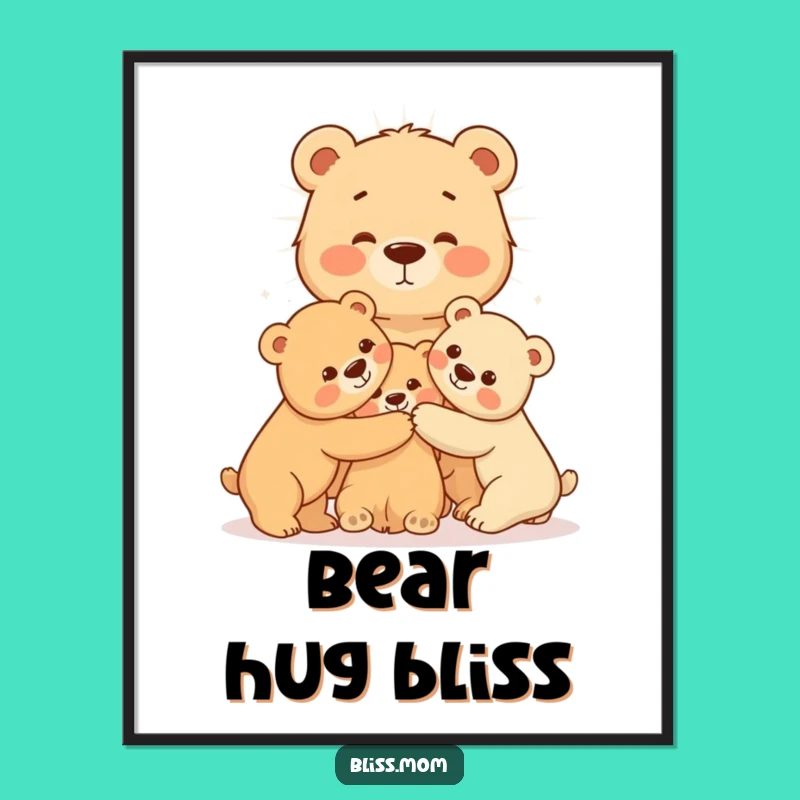 Radiating Mama Bear Digital Art - Warm Hug Printable for Loving Decor