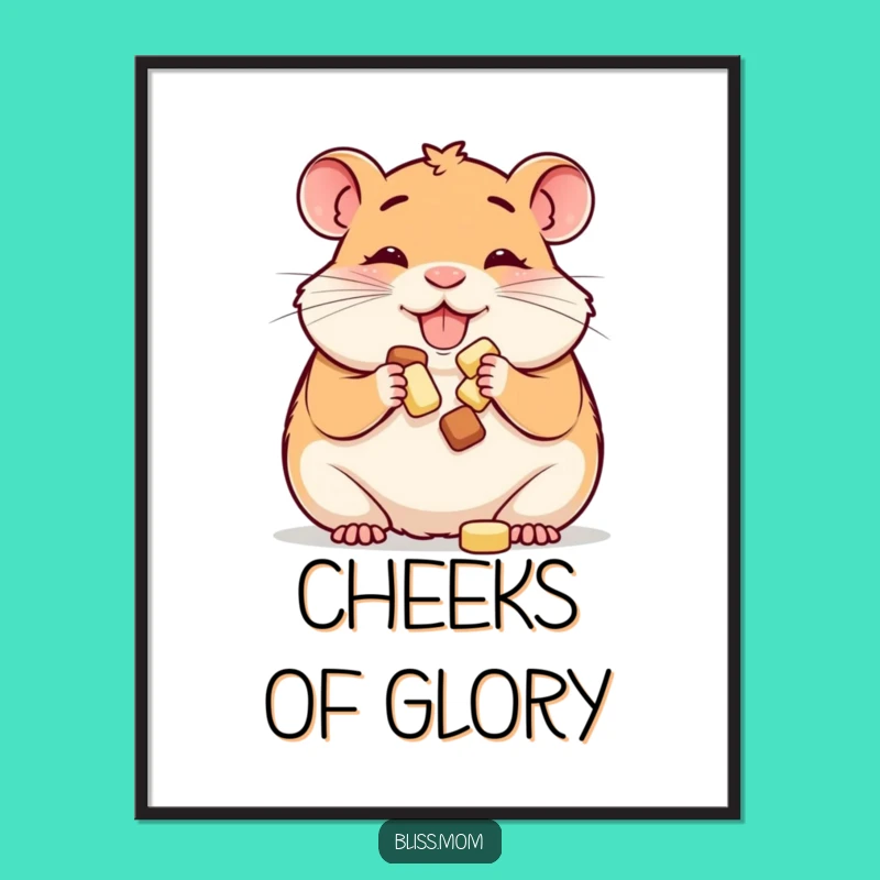 Funny Hamster Mom Digital Art: Happy Cheek Stuffing - Instant Cute Gift Download