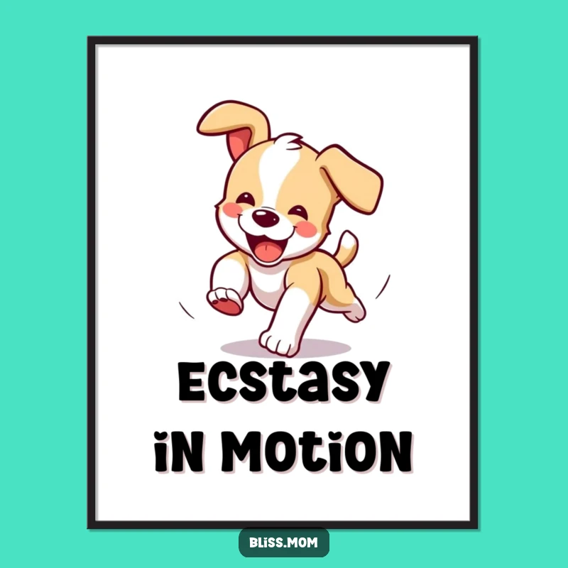 Funny Puppy Tail Chaser Digital Art: Joyful Energy for Your Walls