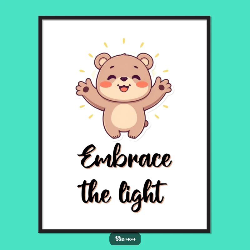 Funny Bear Hugging Aura Digital Art - Smiling Spirit Wall Decor