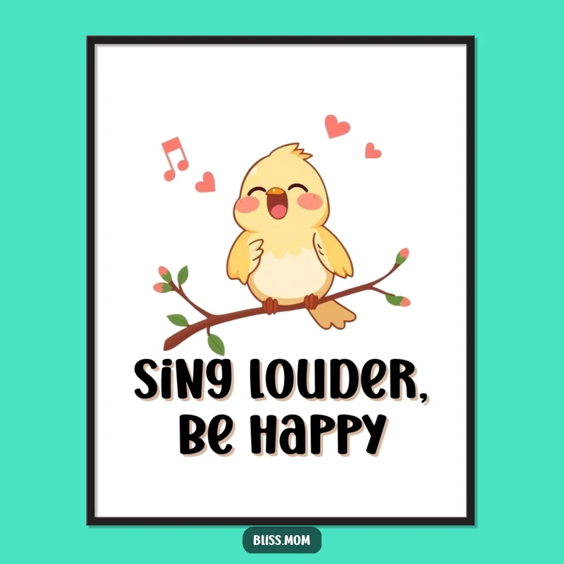 Funny Bird Digital Art - Joyful Song, Vibrant Funny Gift for Instant Decor