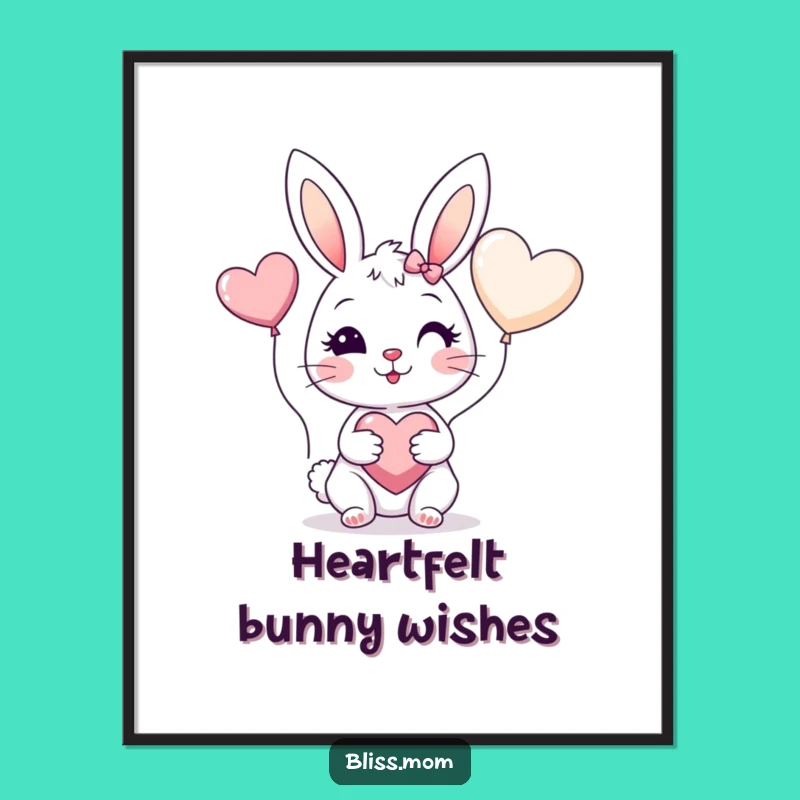 Funny Bunny Mom Heart Digital Art - Printable Cheerful Decor