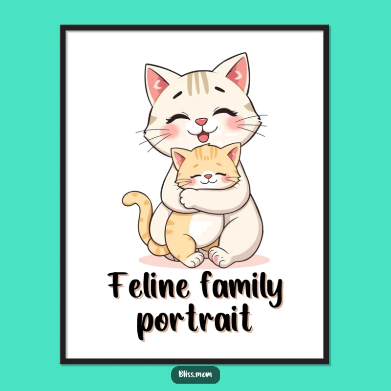 Funny Cat Mom Hug Digital Art - Printable Wall Decor
