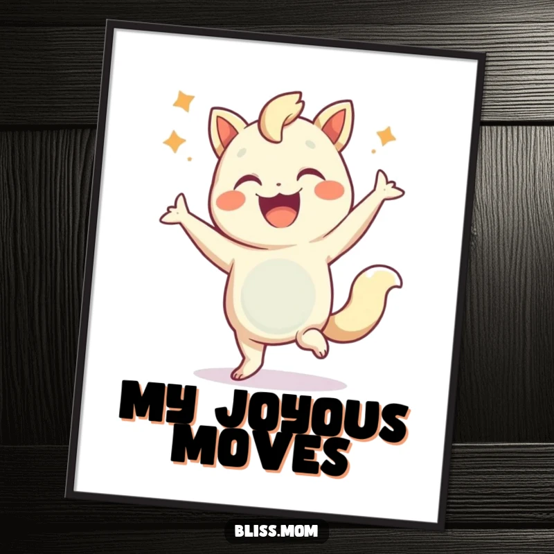 Funny digital art of a creature performing an ecstatic dance, ready to download and brighten any room.