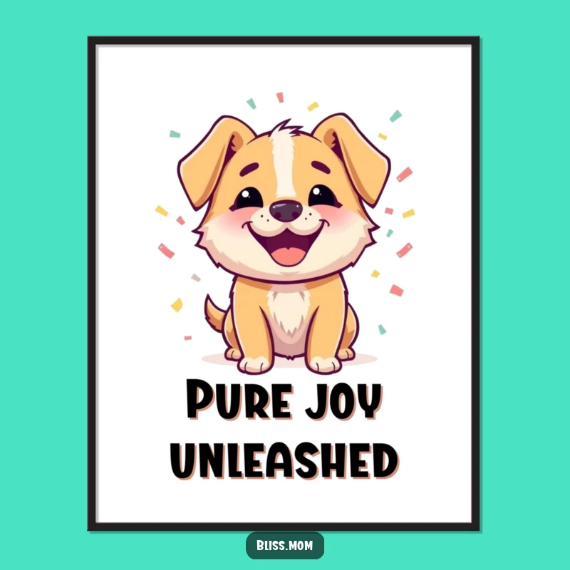 Funny Dog Confetti Digital Art - Celebration Pup Printable Decor, Gift