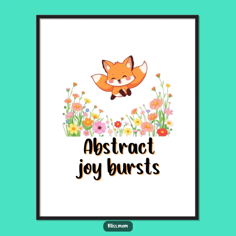 Funny Fox Wildflower Digital Art - Instant Joyful Download Gift