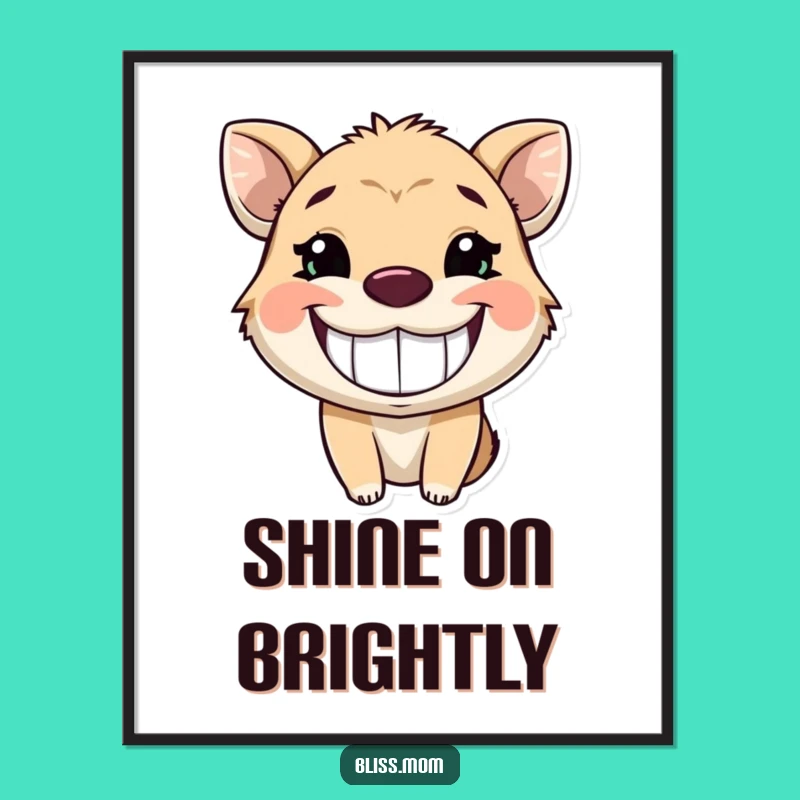 Funny Grinning Animal Digital Art: Glowing Joyful Beast Download, Perfect Funny Gift