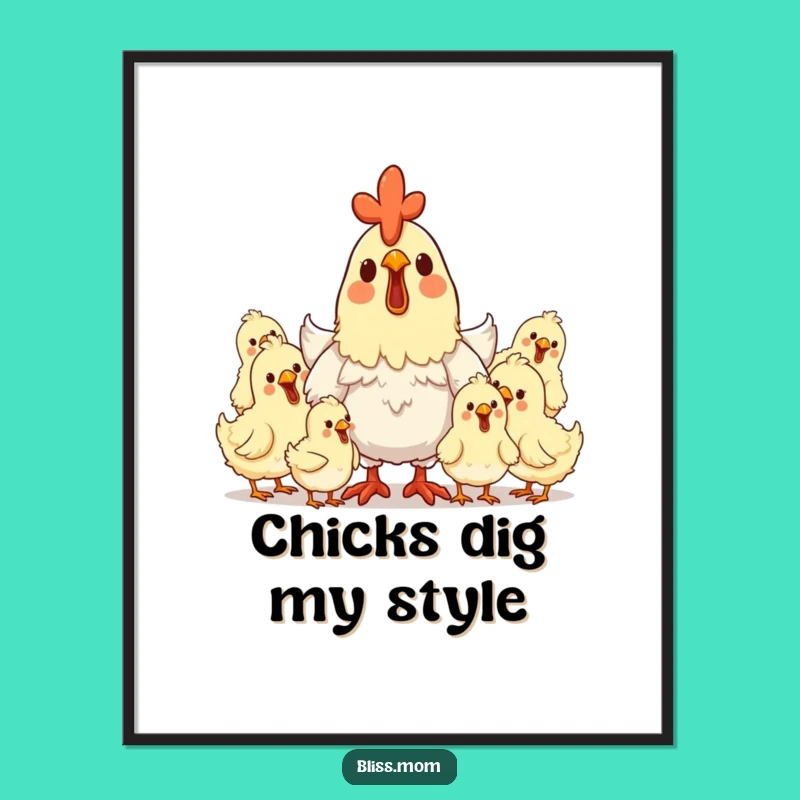 Funny Hen Mom Digital Art: Happy Chicks, Instant Download, Charming Funny Gift