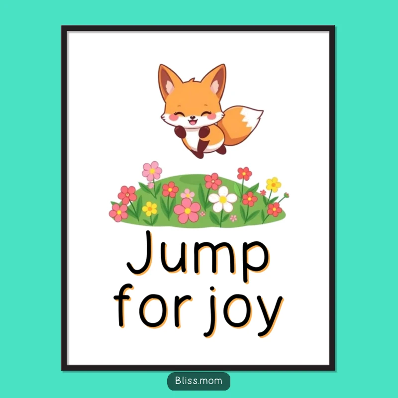 Funny Kawaii Fox Art Print - Instant Cheerful Woodland Decor Gift