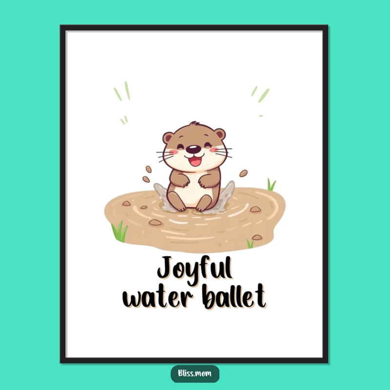 Funny Otter Slide Digital Art - Instant Playful Download Gift