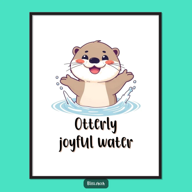 Funny Otter Splash Digital Art: Joyful Water Play Instant Download
