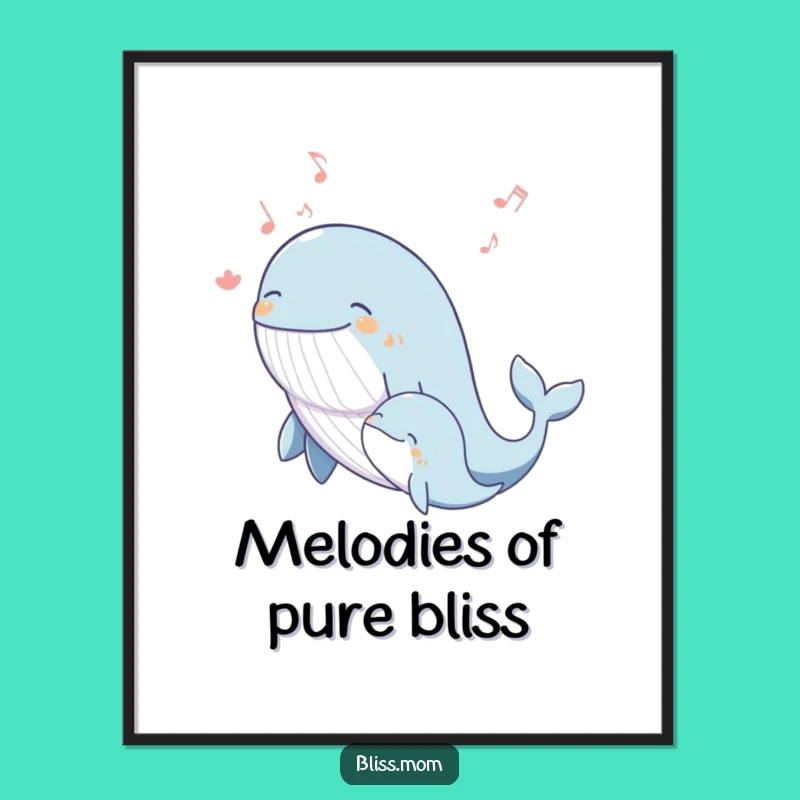 Funny Whale Mom Digital Art: Joyful Song, Instant Download, Serene Funny Gift