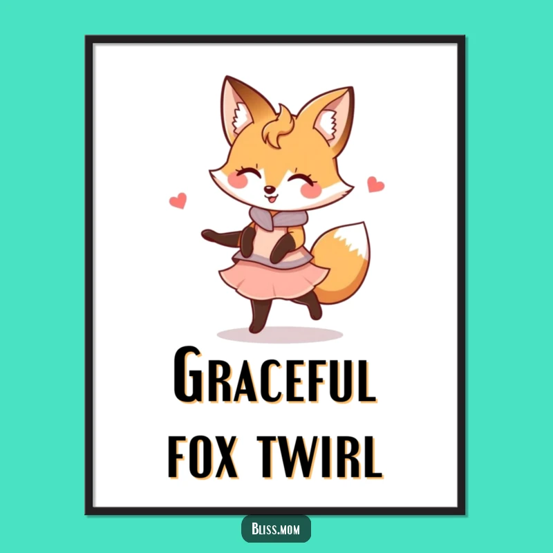 Funny Kawaii Fox Mom Digital Art: Graceful Twirl Aura, Instant Funny Gift Download