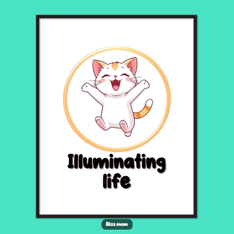 Funny Cat Jumping Hoop Digital Art - Playful Light Dancer Decor
