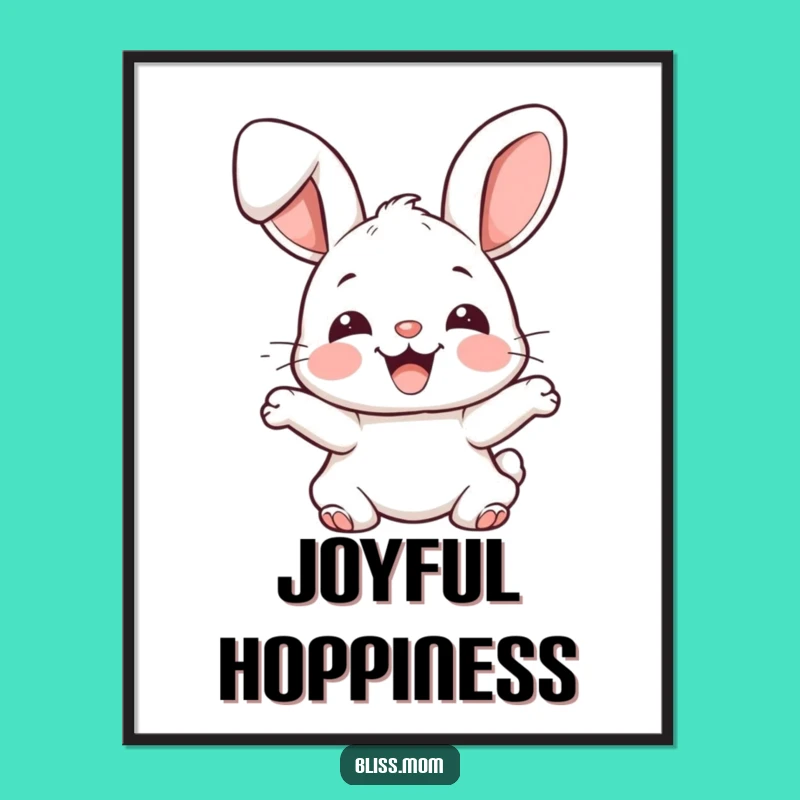 Funny Kawaii Bunny Art Print - Instant Joyful Rabbit Decor Gift