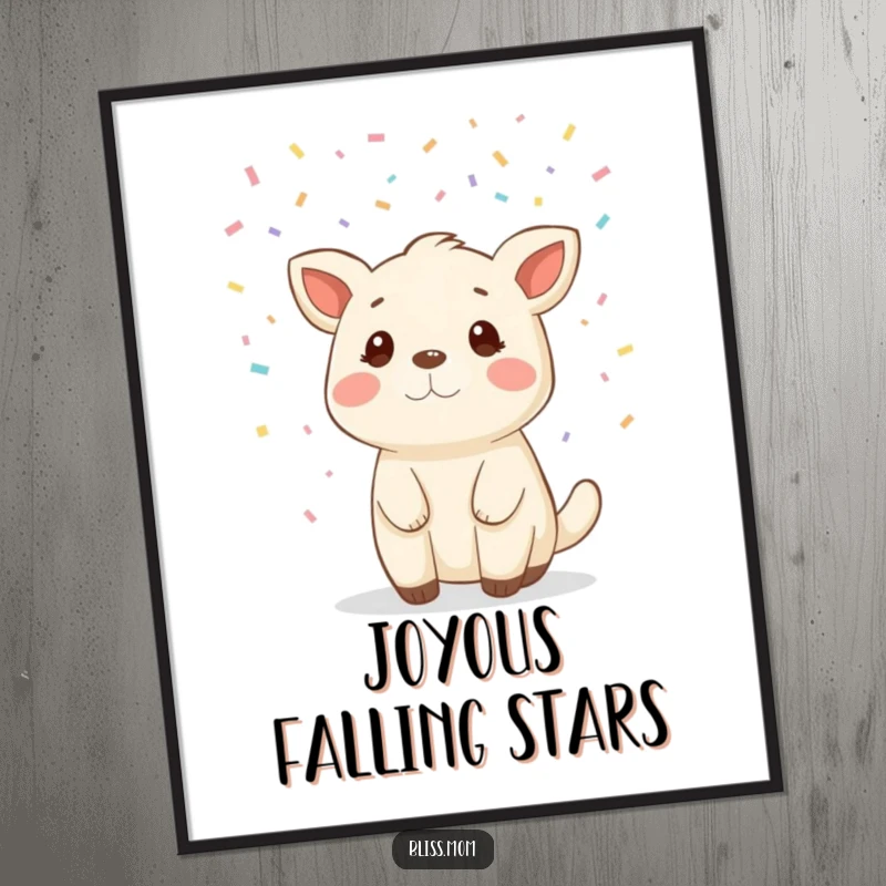 Funny animal digital art print featuring a confetti shower, perfect for vibrant and celebratory wall decor.