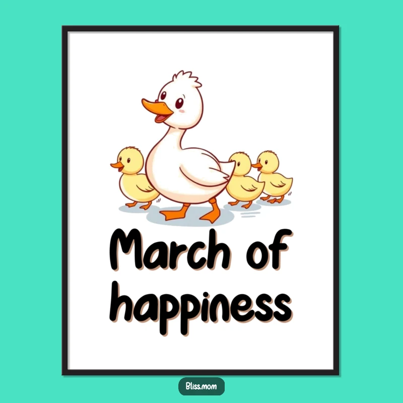 Funny Mama Duck Digital Art: Waddling Ducklings Follow - Instant Mom Gift Download