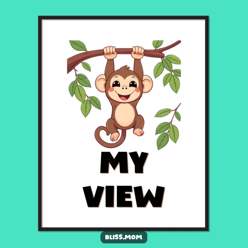 Digital Funny Kawaii Monkey Upside Down Art: Instant Whimsical Decor Gift
