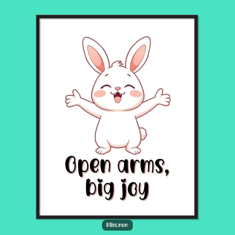 Funny Bunny Delight Digital Art: Open Arms Hug Instant Download