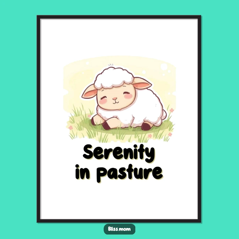 Funny Sheep Meadow Digital Art - Instant Peaceful Download Gift