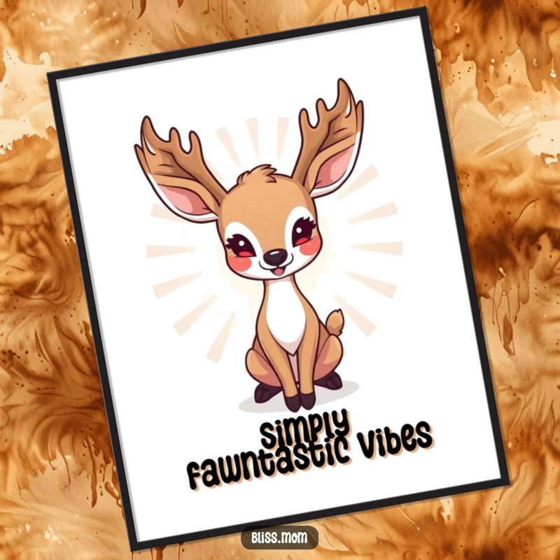 Funny deer mom digital art print of a radiant doe in a graceful, happy pose, perfect for wall decor.