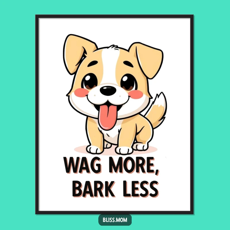 Funny Dog Digital Art - Tongue Out Wagging Tail, Vibrant Funny Gift for Instant Decor