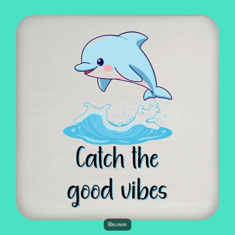 Funny Kawaii Dolphin Mom Coaster: Playful Wave Protection, Perfect Table Gift
