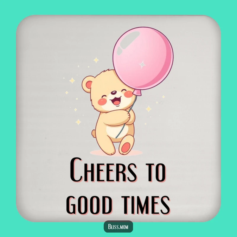 Funny Bear Cub Balloon Hug Coasters: Protect Surfaces with Joy!