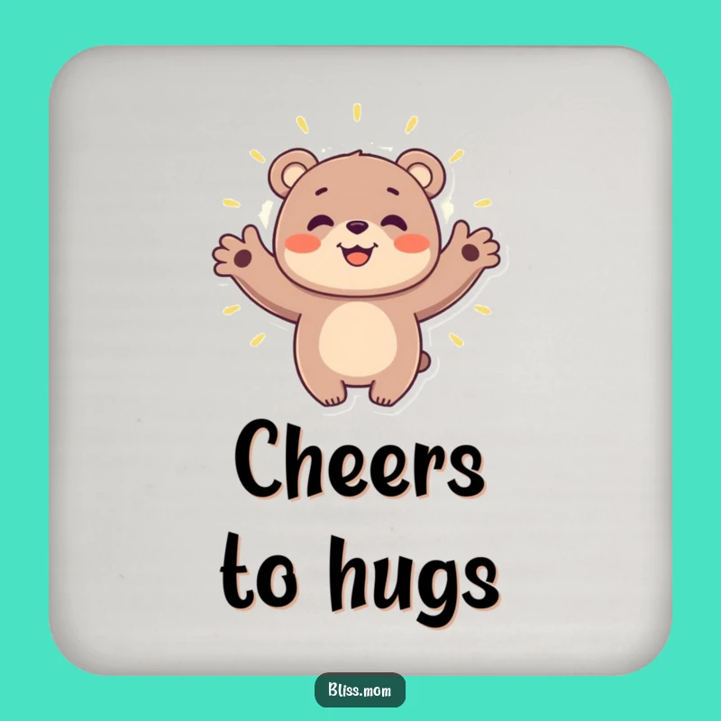 Funny Bear Hugging Aura Coaster - Positive Drink Decor