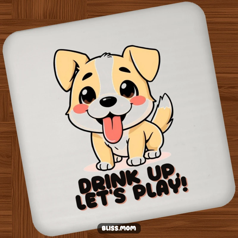Funny Dog Coasters: A collection of charming coasters showcasing a happy dog with its tongue out and tail wagging.