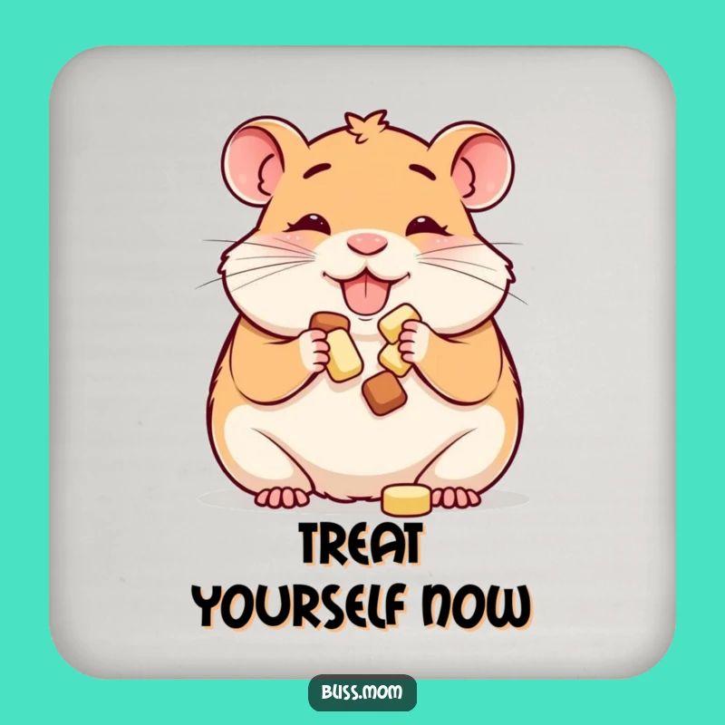 Funny Hamster Mom Coasters: Happy Cheek Stuffing - Protect Surfaces Gift