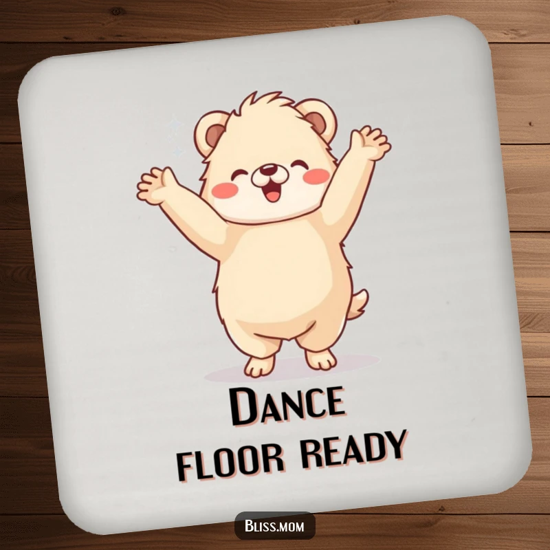 Funny Coaster: A fluffy animal performs a happy jig with arms up, adding hilarious dance flair to your drink rest.