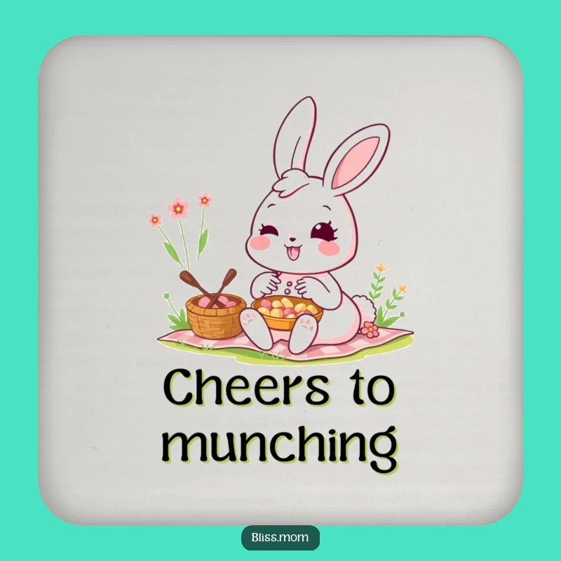 Funny Kawaii Bunny Mom Coaster Set: Radiant Picnic Protection, Chic Funny Gift