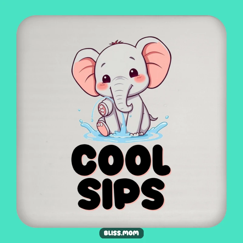 Funny Kawaii Elephant Water Spray Coasters: Cute Pachyderm Table Gift