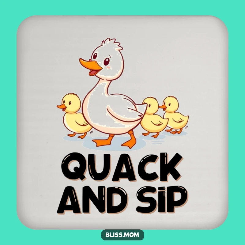 Funny Mama Duck Coasters: Waddling Ducklings Follow - Protect Surfaces Gift