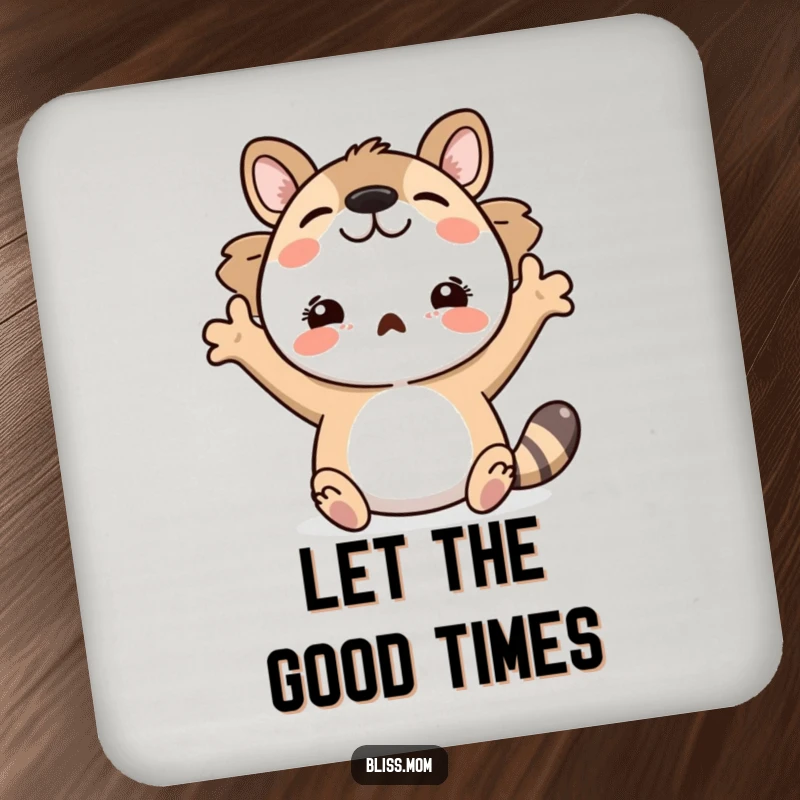 Funny drink coasters depicting an animal with arms wide open in pure delight, perfect for protecting tables.