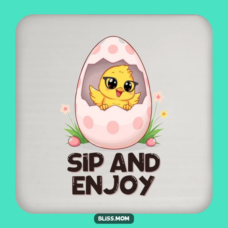Funny Chick Mom Easter Coasters - Protect with Playful Charm!