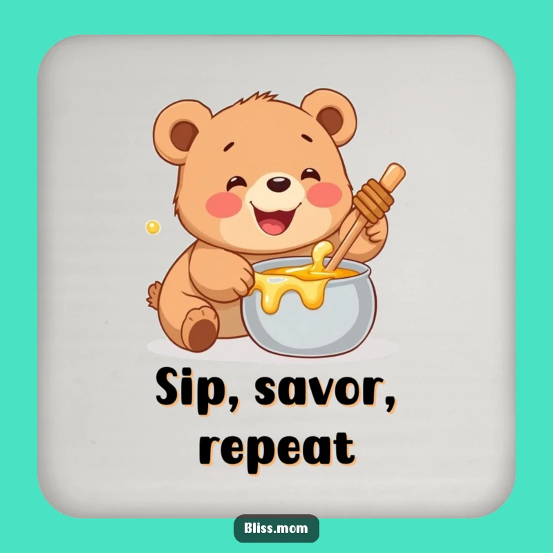 Funny Bear Cub Coasters - Honey Lover, Charming Funny Gift for Table Protection
