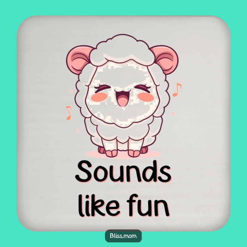 Funny Kawaii Sheep Mom Coaster: Musical Protection, Perfect Table Gift