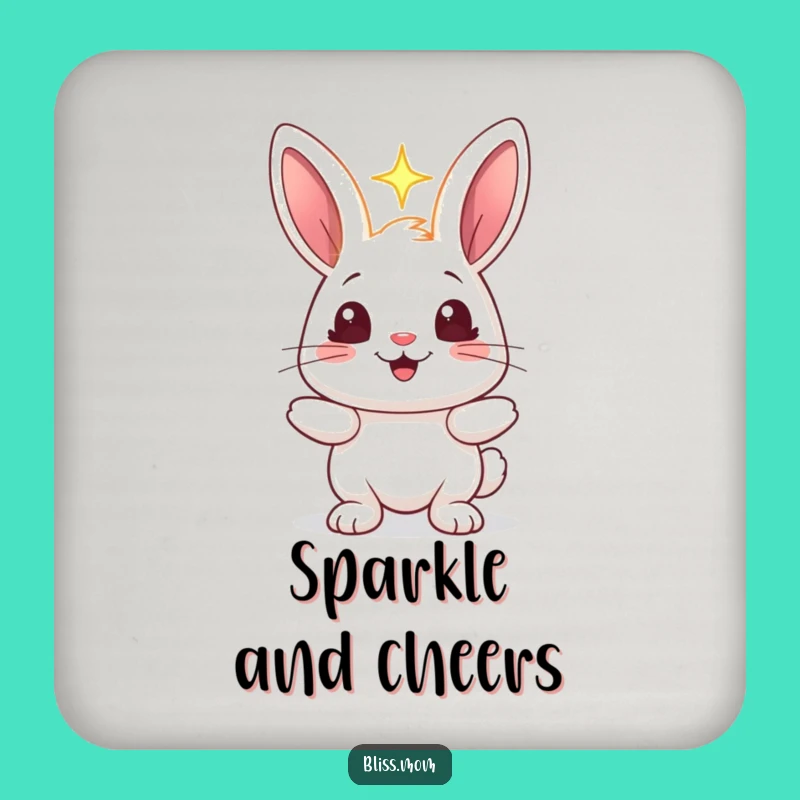 Funny Rabbit Light Sparkle Coaster - Cheerful Drink Decor