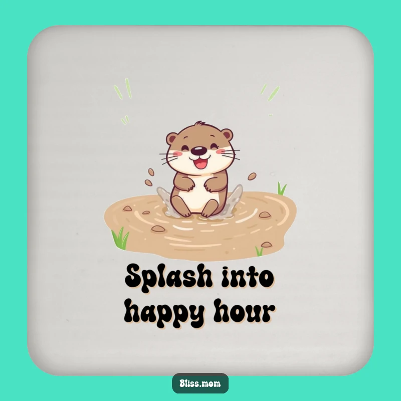 Funny Otter Slide Drink Coaster - Playful Surface Protection Gift