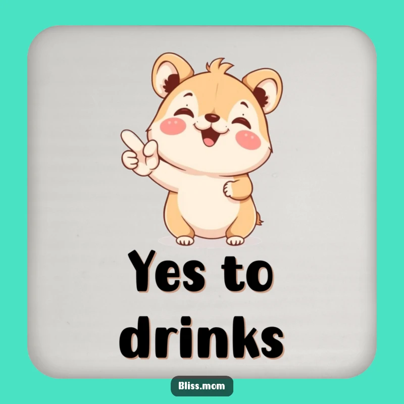 Funny Drink Coaster Set: YES Animal Joy, Enthusiastic Surface Protection