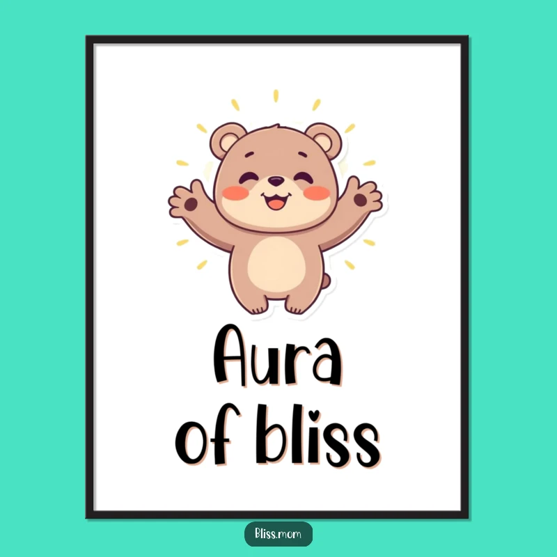 Funny Bear Hugging Aura Poster - Smiling Spirit Wall Art