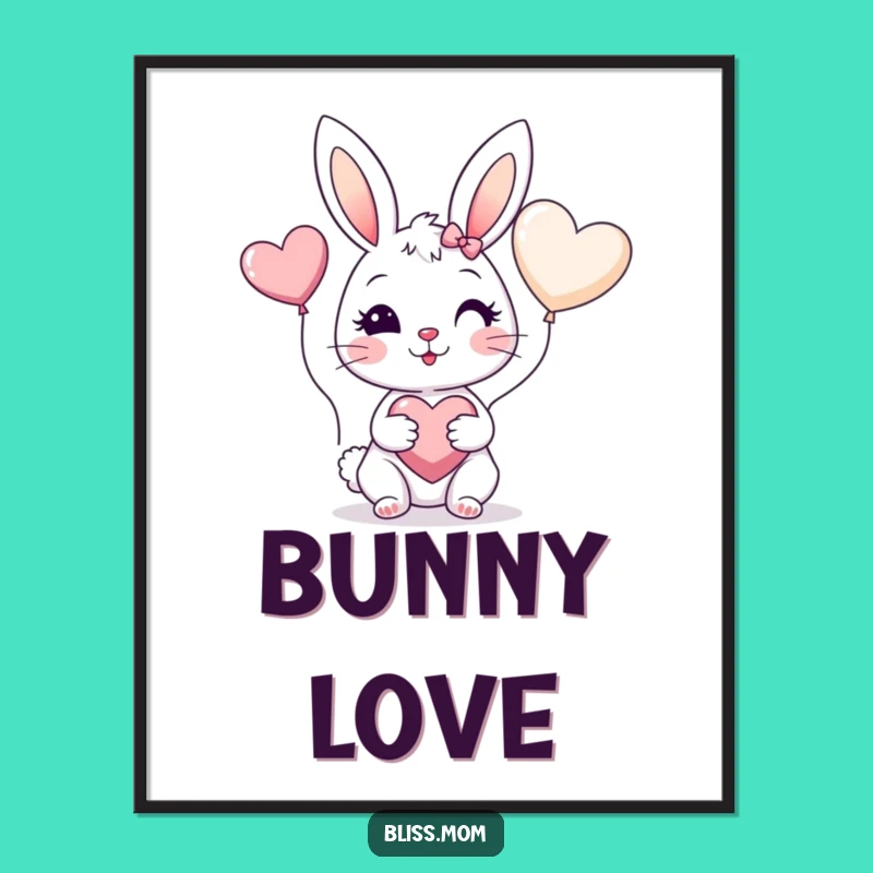 Funny Bunny Mom Heart Poster - Cheerful Wall Art