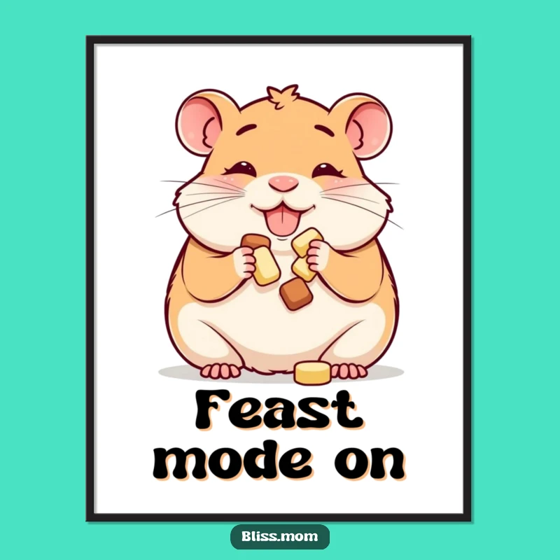 Funny Hamster Mom Poster: Happy Cheek Stuffing Art - Cute Pet Decor Gift