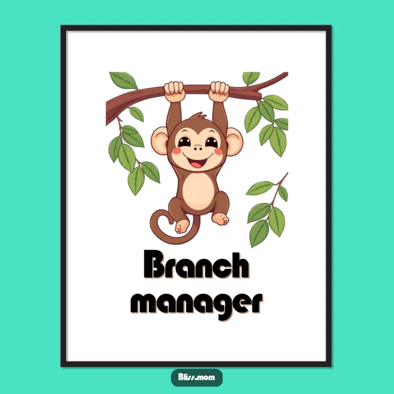 Funny Kawaii Monkey Upside Down Poster: Whimsical Primate Wall Art Gift