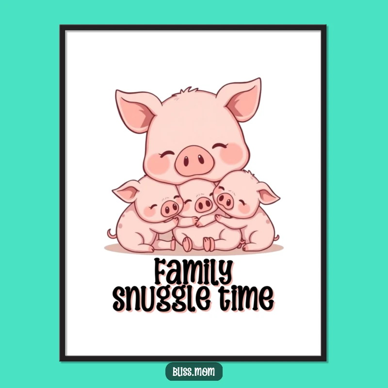 Funny Mama Pig Art Print - Sweet Snuggles for Your Walls!