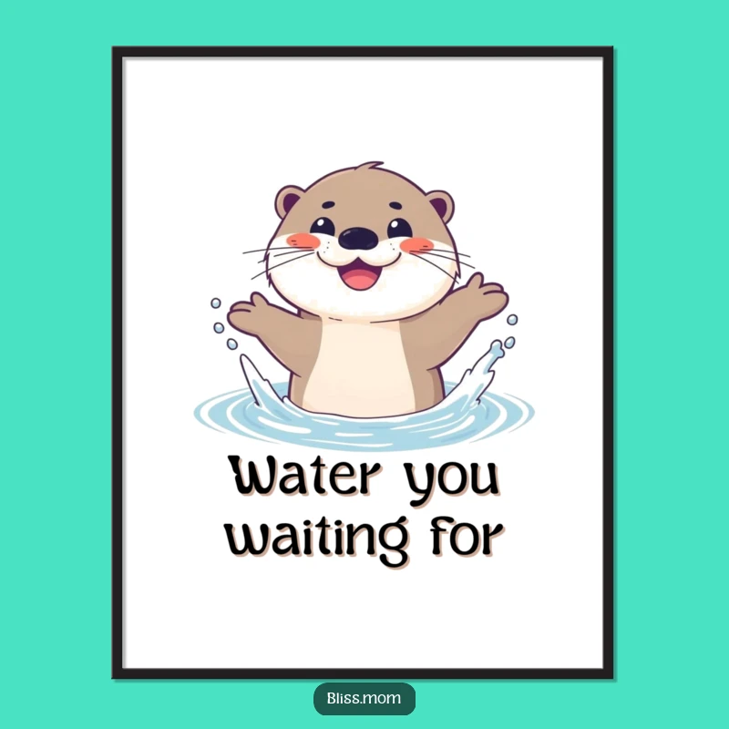 Funny Otter Splash Poster: Joyful Water Art for Happy Homes